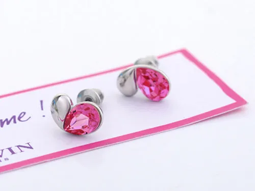 Alilang Earrings Swarovski Crystal Element Silver Pink Flower Leaf Swirl Stud Earrings Alilang Earrings Swarovski Crystal Element Silver Pink Flower Leaf Swirl Stud Earrings