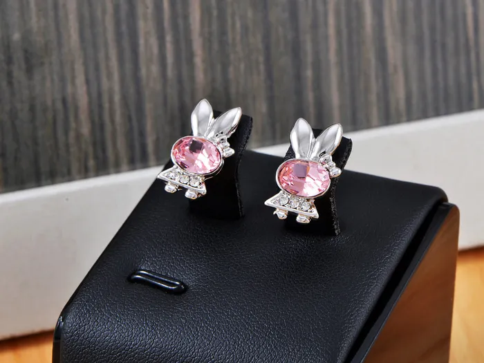 Alilang Earrings Swarovski Crystal Element Silver Pink Flower Leaf Swirl Stud Earrings Alilang Earrings Swarovski Crystal Element Silver Pink Flower Leaf Swirl Stud Earrings