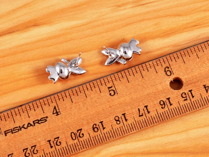 Alilang Earrings Swarovski Crystal Element Silver Pink Flower Leaf Swirl Stud Earrings Alilang Earrings Swarovski Crystal Element Silver Pink Flower Leaf Swirl Stud Earrings