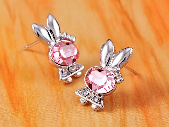 Alilang Earrings Swarovski Crystal Element Silver Pink Flower Leaf Swirl Stud Earrings Alilang Earrings Swarovski Crystal Element Silver Pink Flower Leaf Swirl Stud Earrings