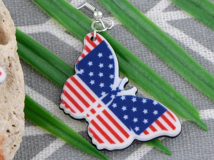 American Flag Butterfly HeartShaped Earrings ALILANG Earrings American Flag Butterfly HeartShaped Earrings ALILANG Earrings