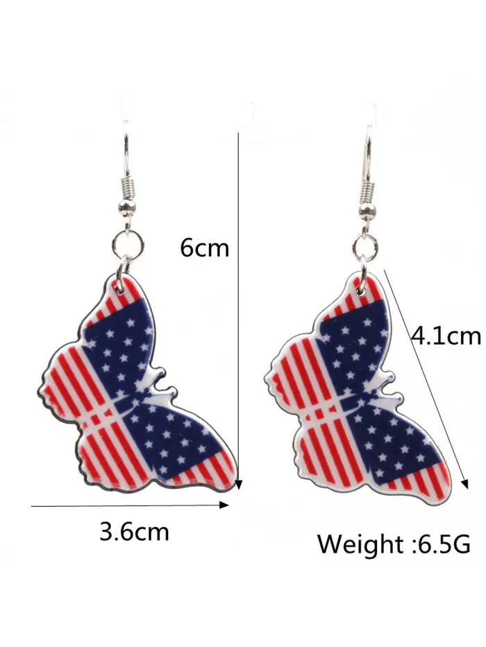 American Flag Butterfly HeartShaped Earrings ALILANG Earrings American Flag Butterfly HeartShaped Earrings ALILANG Earrings