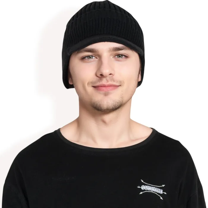 AnnaKaci Earrings Mens Ribbed Knit Baseball Cap with Ear Flap Coverage for Winter Warmth and Style AnnaKaci Earrings Mens Ribbed Knit Baseball Cap with Ear Flap Coverage for Winter Warmth and Style