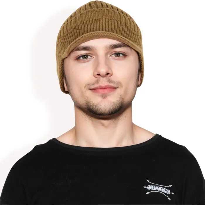 AnnaKaci Earrings Mens Ribbed Knit Baseball Cap with Ear Flap Coverage for Winter Warmth and Style