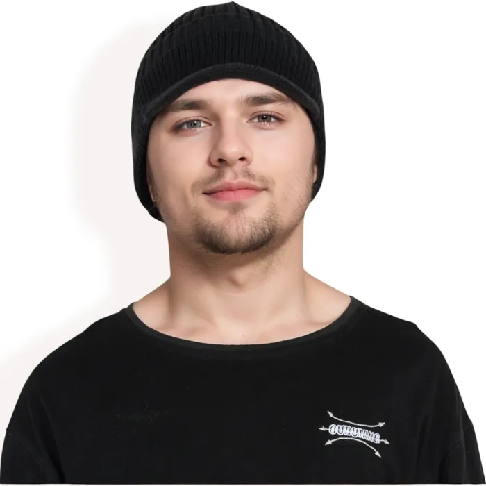 AnnaKaci Earrings Mens Ribbed Knit Baseball Cap with Ear Flap Coverage for Winter Warmth and Style