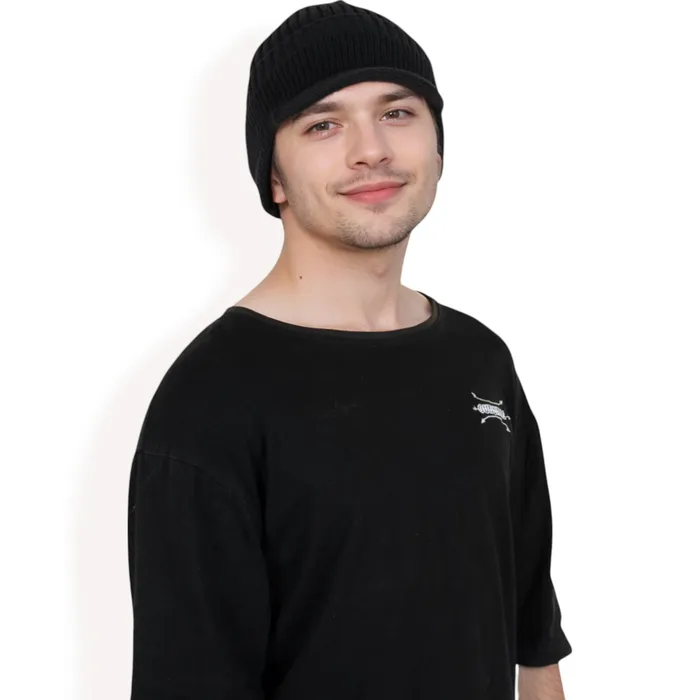 AnnaKaci Earrings Mens Ribbed Knit Baseball Cap with Ear Flap Coverage for Winter Warmth and Style
