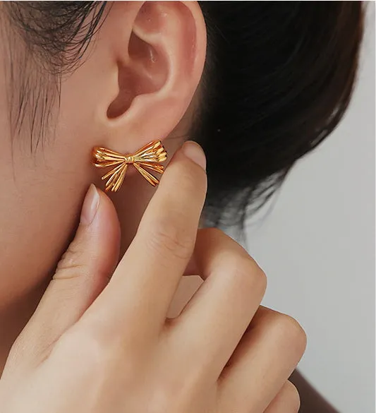 Bow Shape Ear Studs Refined by AnnaKaci Earrings