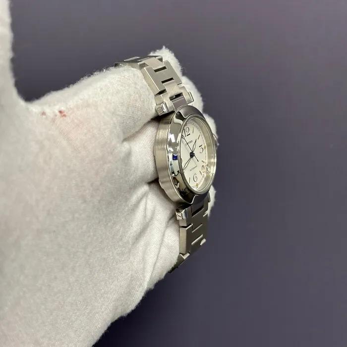 Cartier Pasha 35mm White Dial Watch Ref W31015M7 Happy Jewelers Watches Cartier Pasha 35mm White Dial Watch Ref W31015M7 Happy Jewelers Watches
