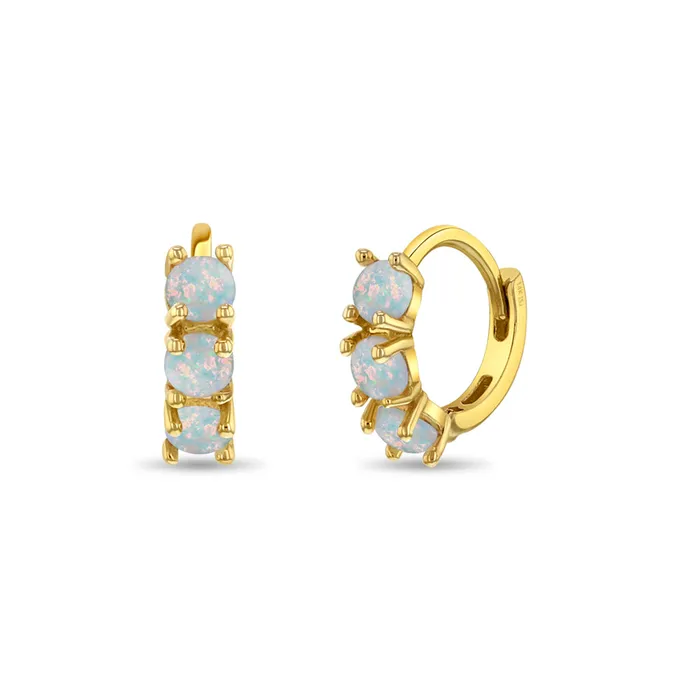Earrings Baby Hoop Earrings 14k Gold Opal Pronged 7mm Baby Toddler Kids Earrings Hoop