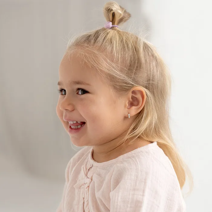 Earrings Baby Hoop Earrings 14k Gold Opal Pronged 7mm Baby Toddler Kids Earrings Hoop
