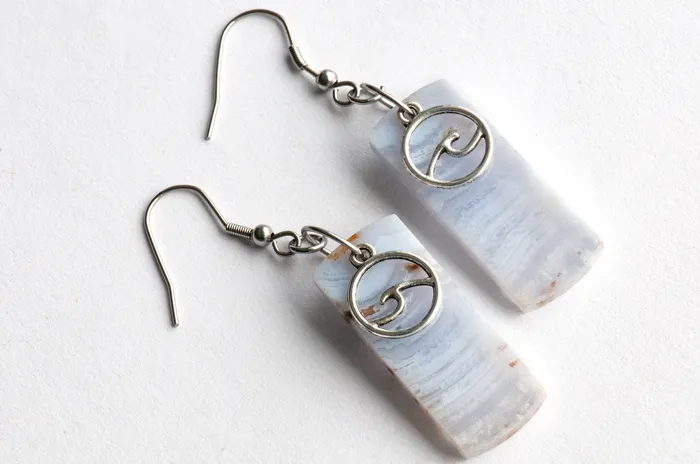 Earrings Blue Lace Agate Wave Earrings Fierce Lynx Designs