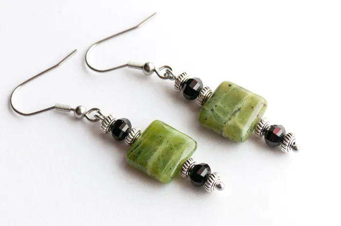 Earrings Fierce Lynx Designs Canadian BC Jade and Spinel Earrings
