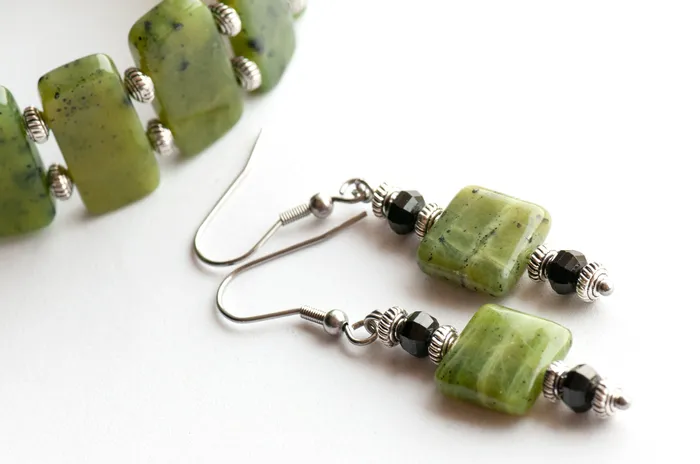 Earrings Fierce Lynx Designs Canadian BC Jade and Spinel Earrings