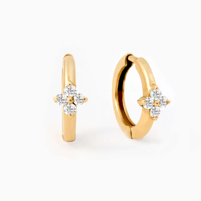 Earrings Gelin Diamond Diamond Flower Hoop Earrings