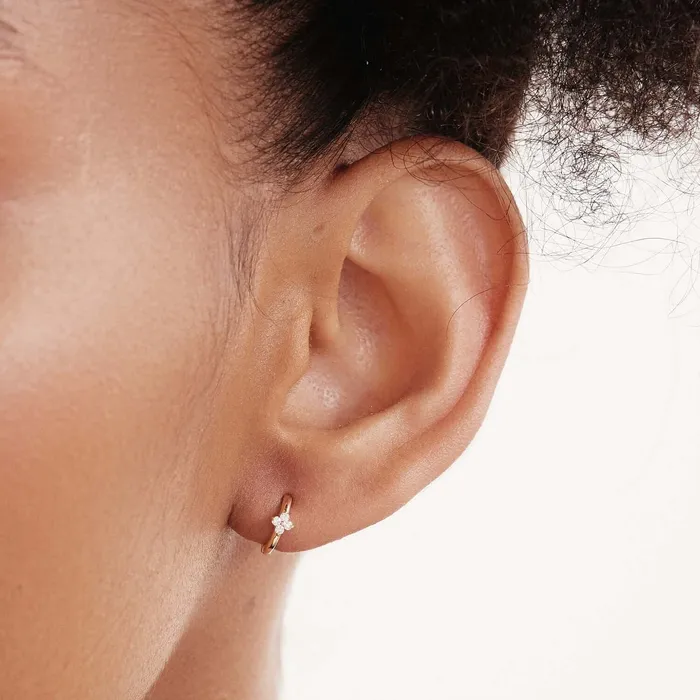 Earrings Gelin Diamond Diamond Flower Hoop Earrings