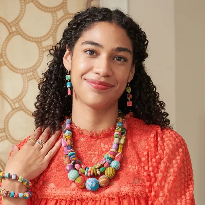 Earrings Kantha Fluid Square Trio Earrings WorldFinds