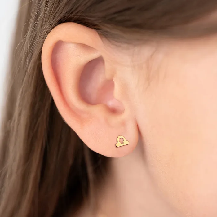 Earrings Kids Screw Back Earrings 14k Gold Dainty Zodiac Sign Baby Toddler Kids Earrings Safety Screw Back