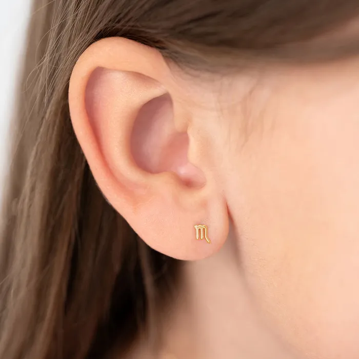 Earrings Kids Screw Back Earrings 14k Gold Dainty Zodiac Sign Baby Toddler Kids Earrings Safety Screw Back