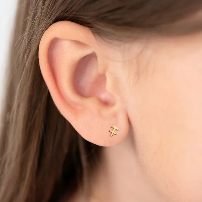 Earrings Kids Screw Back Earrings 14k Gold Dainty Zodiac Sign Baby Toddler Kids Earrings Safety Screw Back