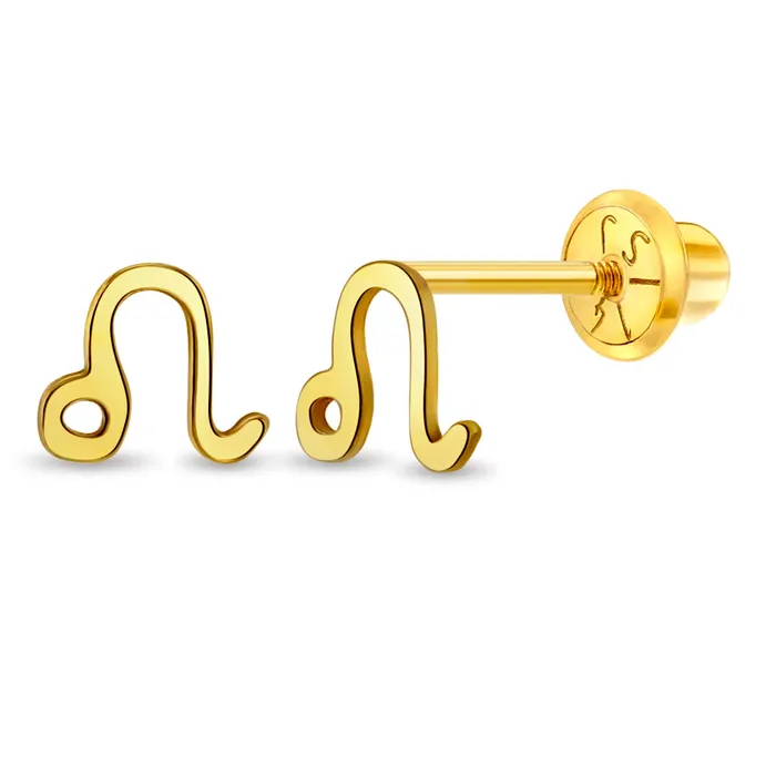 Earrings Kids Screw Back Earrings 14k Gold Dainty Zodiac Sign Baby Toddler Kids Earrings Safety Screw Back