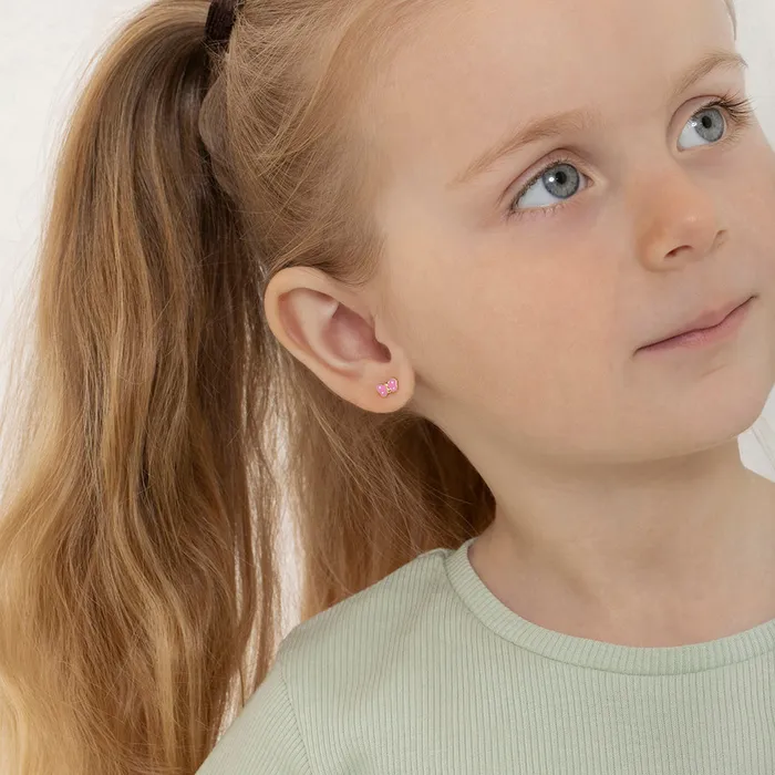 Earrings Kids Screw Back Earrings 14k Gold Tiny Polka Dot Butterfly Baby Toddler Kids Earrings Safety Screw Back Enamel