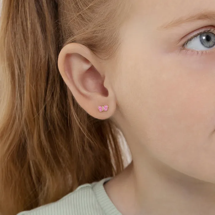 Earrings Kids Screw Back Earrings 14k Gold Tiny Polka Dot Butterfly Baby Toddler Kids Earrings Safety Screw Back Enamel