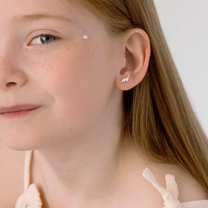 Earrings Kids Screw Back Earrings Gentle Giant Dinosaur Kids Childrens Girls Earrings Screw Back Sterling Silver
