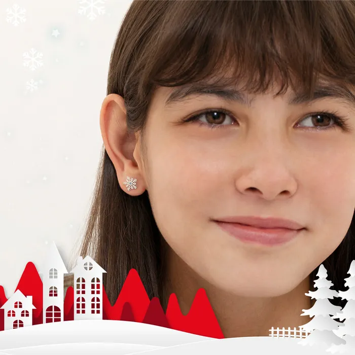 Earrings Kids Screw Back Earrings Winter Christmas Snowflake Kids Childrens Girls Earrings Screw Back Sterling Silver