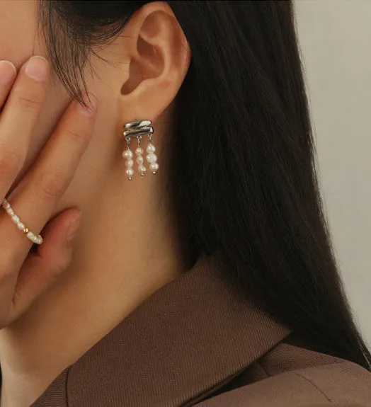 Earrings Refined by AnnaKaci Pearl Curtain Drop Earrings