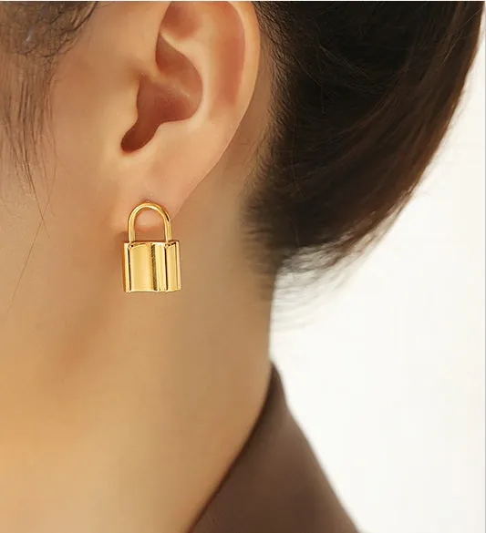 Earrings Refined by AnnaKaci Small Locket Gold Earrings