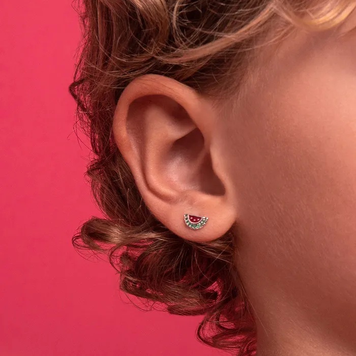 Earrings Watermelon Season Baby Toddler Kids Earrings Screw Back Enamel Sterling Silver Kids Screw Back Earrings