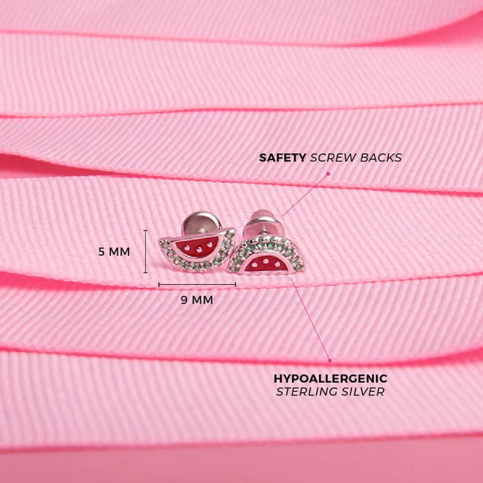 Earrings Watermelon Season Baby Toddler Kids Earrings Screw Back Enamel Sterling Silver Kids Screw Back Earrings