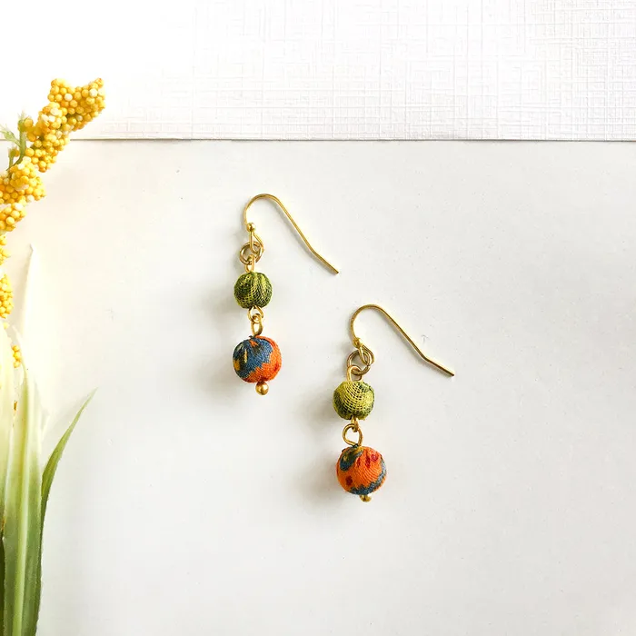 Earrings WorldFinds Kantha Double Drop Earrings