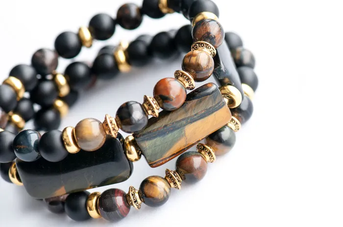 Fierce Lynx Designs Fierce Perseverance Blue Yellow Tiger Eye Bracelet Set Bracelets