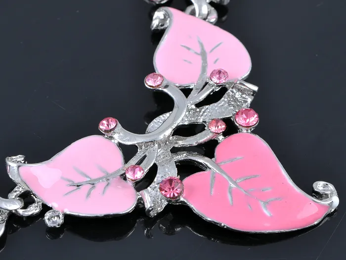 Floral Rose Leaves Vine Branch Enamel Necklace Earring Set Alilang Earrings Floral Rose Leaves Vine Branch Enamel Necklace Earring Set Alilang Earrings