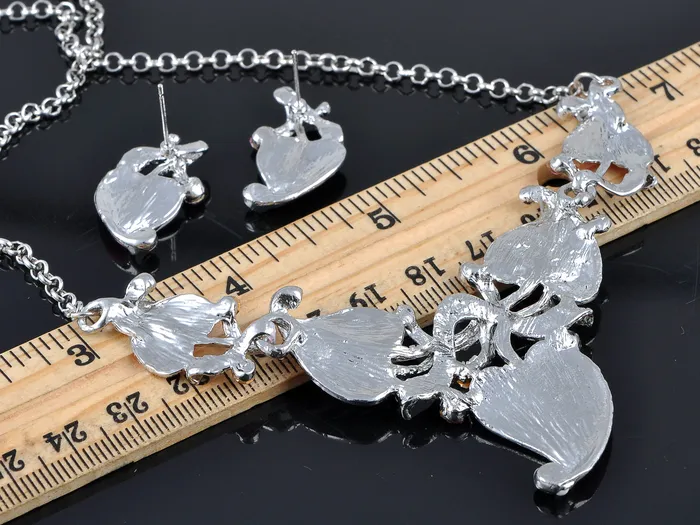 Floral Rose Leaves Vine Branch Enamel Necklace Earring Set Alilang Earrings Floral Rose Leaves Vine Branch Enamel Necklace Earring Set Alilang Earrings