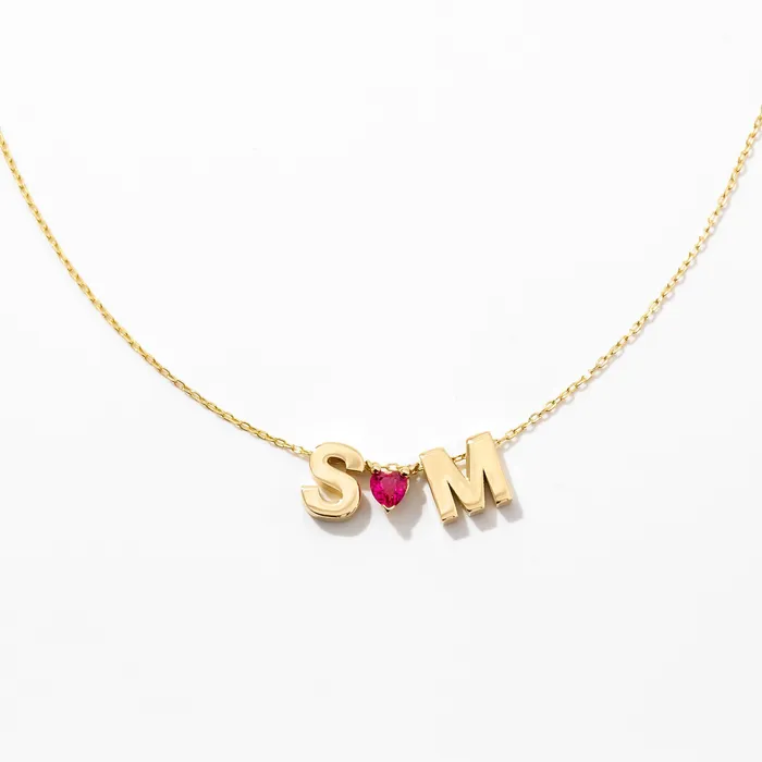 Gelin Diamond Necklaces Couples Initials Heart Necklace