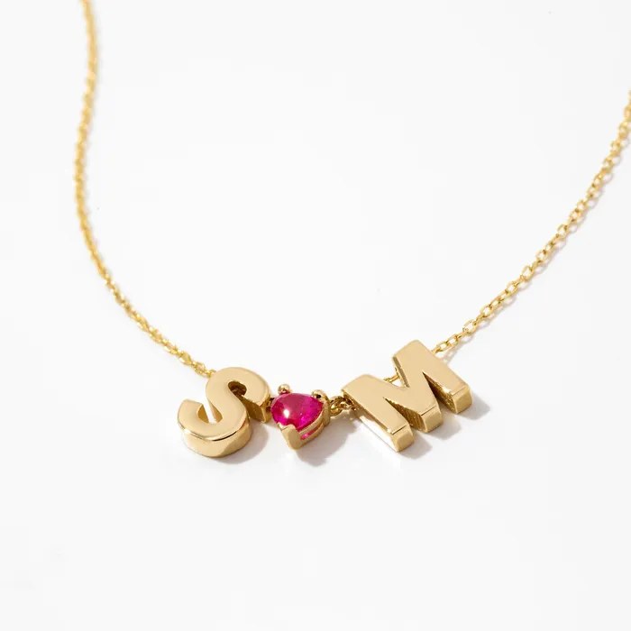 Gelin Diamond Necklaces Couples Initials Heart Necklace