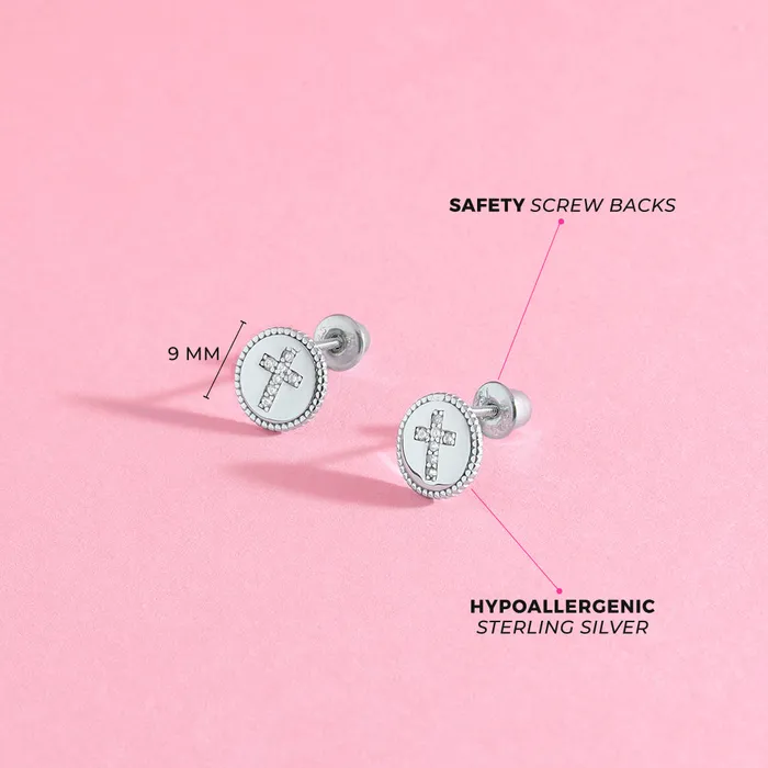 Glittering Grace Kids Childrens Girls Earrings Screw Back Sterling Silver Kids Screw Back Earrings Earrings