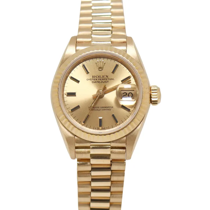 Happy Jewelers PreStyled Sets Rolex Datejust Yellow Gold 26mm Gold Stick Dial Watch Reference 69178