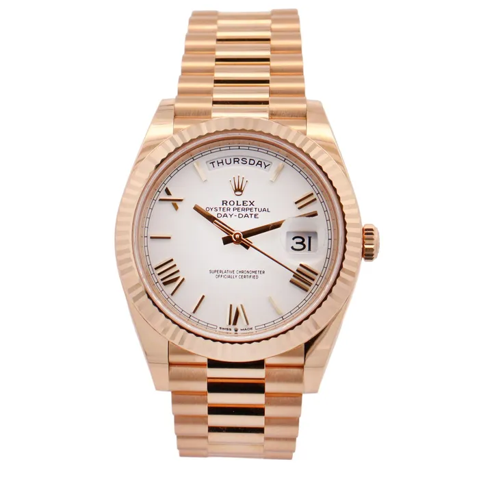 Happy Jewelers Rolex DayDate 40mm White Dial Watch Ref 228238 Watches