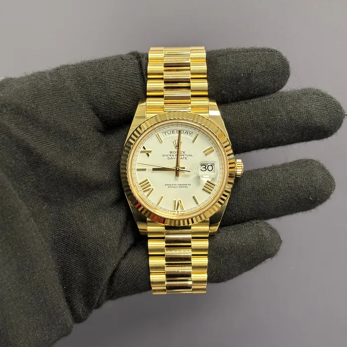 Happy Jewelers Rolex DayDate 40mm White Dial Watch Ref 228238 Watches Happy Jewelers Rolex DayDate 40mm White Dial Watch Ref 228238 Watches