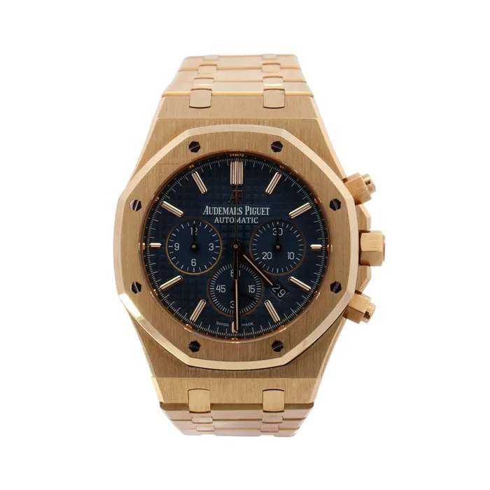 Happy Jewelers Watches Audemars Piguet Royal Oak Chronograph Yellow Gold 41mm Blue Chronograph Dial Watch Reference 26320BAOO1220BA02 Happy Jewelers Watches Audemars Piguet Royal Oak Chronograph Yellow Gold 41mm Blue Chronograph Dial Watch Reference 26320BAOO1220BA02