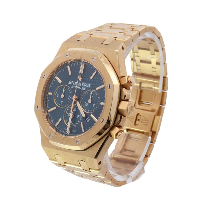 Happy Jewelers Watches Audemars Piguet Royal Oak Chronograph Yellow Gold 41mm Blue Chronograph Dial Watch Reference 26320BAOO1220BA02