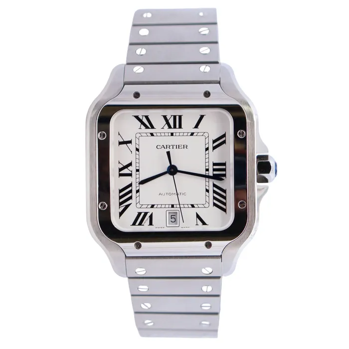 Happy Jewelers Watches Cartier Santos 40mm White Dial Watch Ref WSSA0018