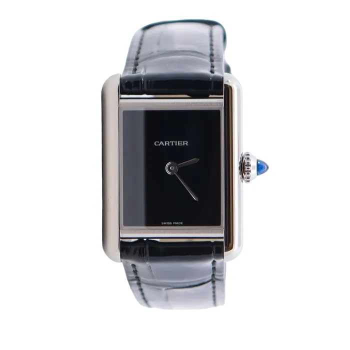 Happy Jewelers Watches Cartier Tank 22mm Black Dial Watch Ref WSTA0071