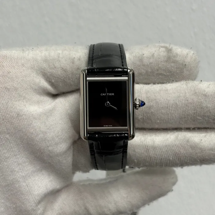 Happy Jewelers Watches Cartier Tank 22mm Black Dial Watch Ref WSTA0071 Happy Jewelers Watches Cartier Tank 22mm Black Dial Watch Ref WSTA0071