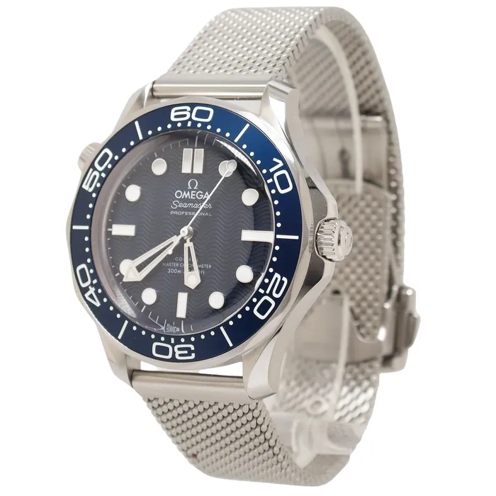 Happy Jewelers Watches Omega Seamaster James Bond 60th Anniversary 42mm Stainless Steel Blue Dot Dial Watch Ref 21030422003002