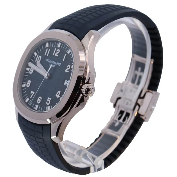 Happy Jewelers Watches Patek Philippe Aquanaut White Gold 422mm Blue Arabic Dial Watch Reference 5168G001