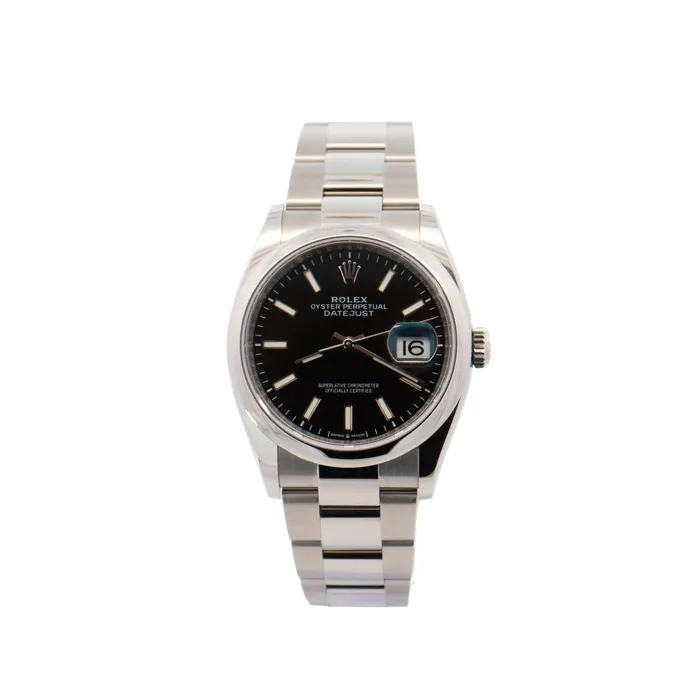 Happy Jewelers Watches Rolex Datejust 36mm Black Dial Watch Ref 126200
